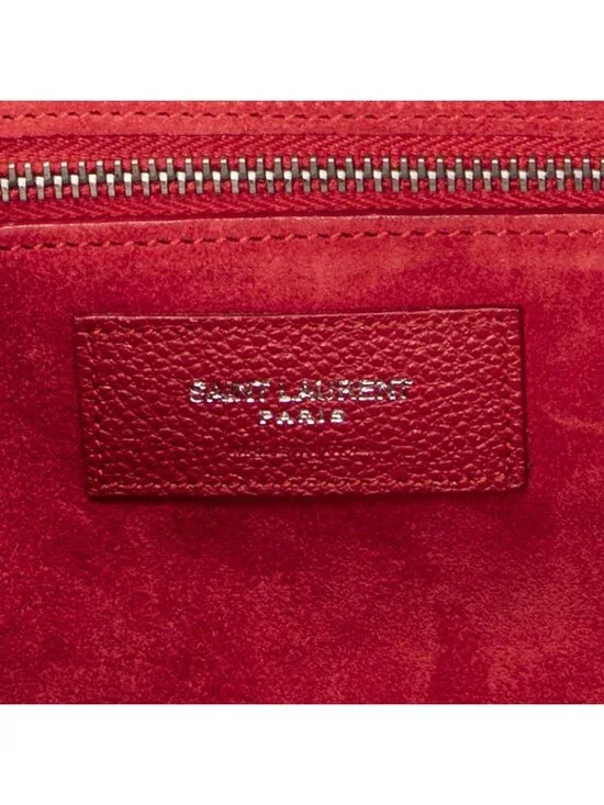 Saint Laurent Yves Small Cabas Rive Gauche Red Grain Calfskin Leather Messenger - Picture 10 of 10